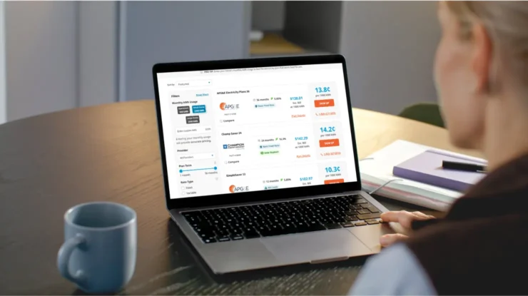 woman shops online to compare electricity plans