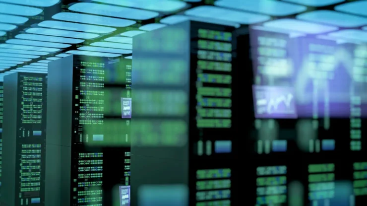 image shows data center computer racks