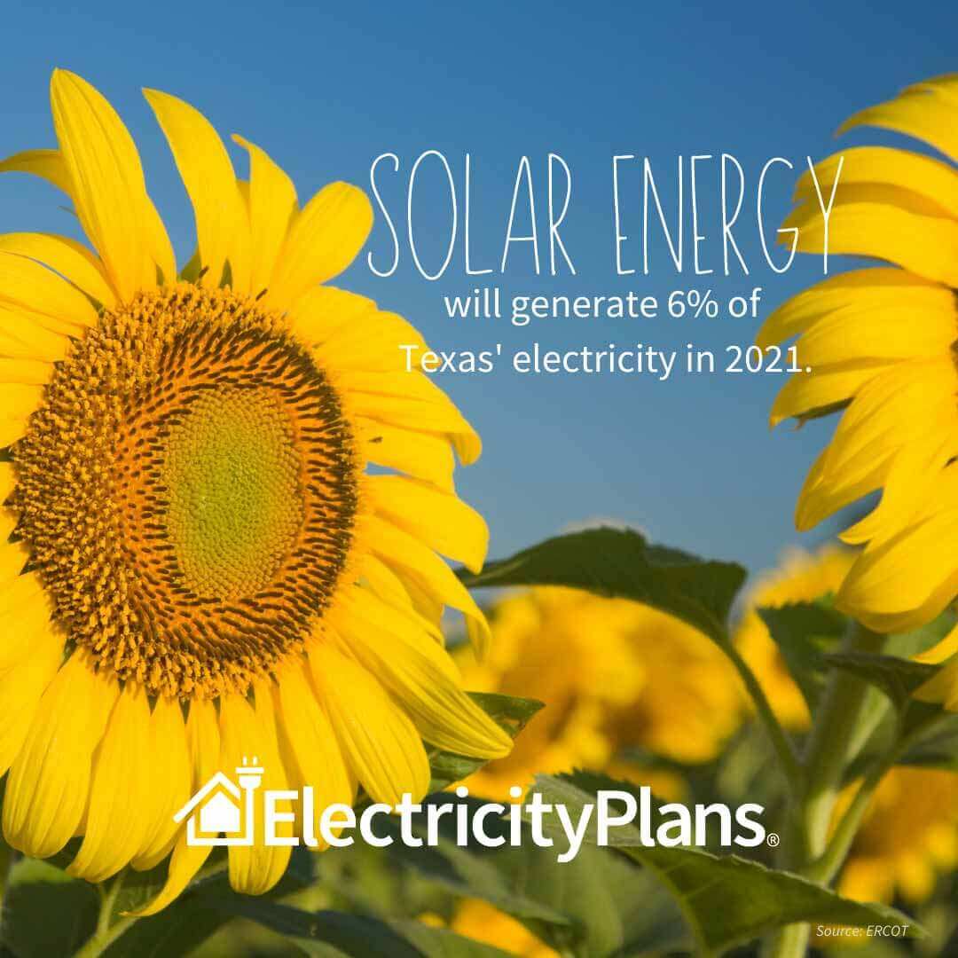 solar power will generate 6% of electricity in Texas in 2021 according to ERCOT