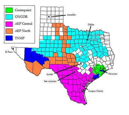 map of what areas in Texas are deregulated.