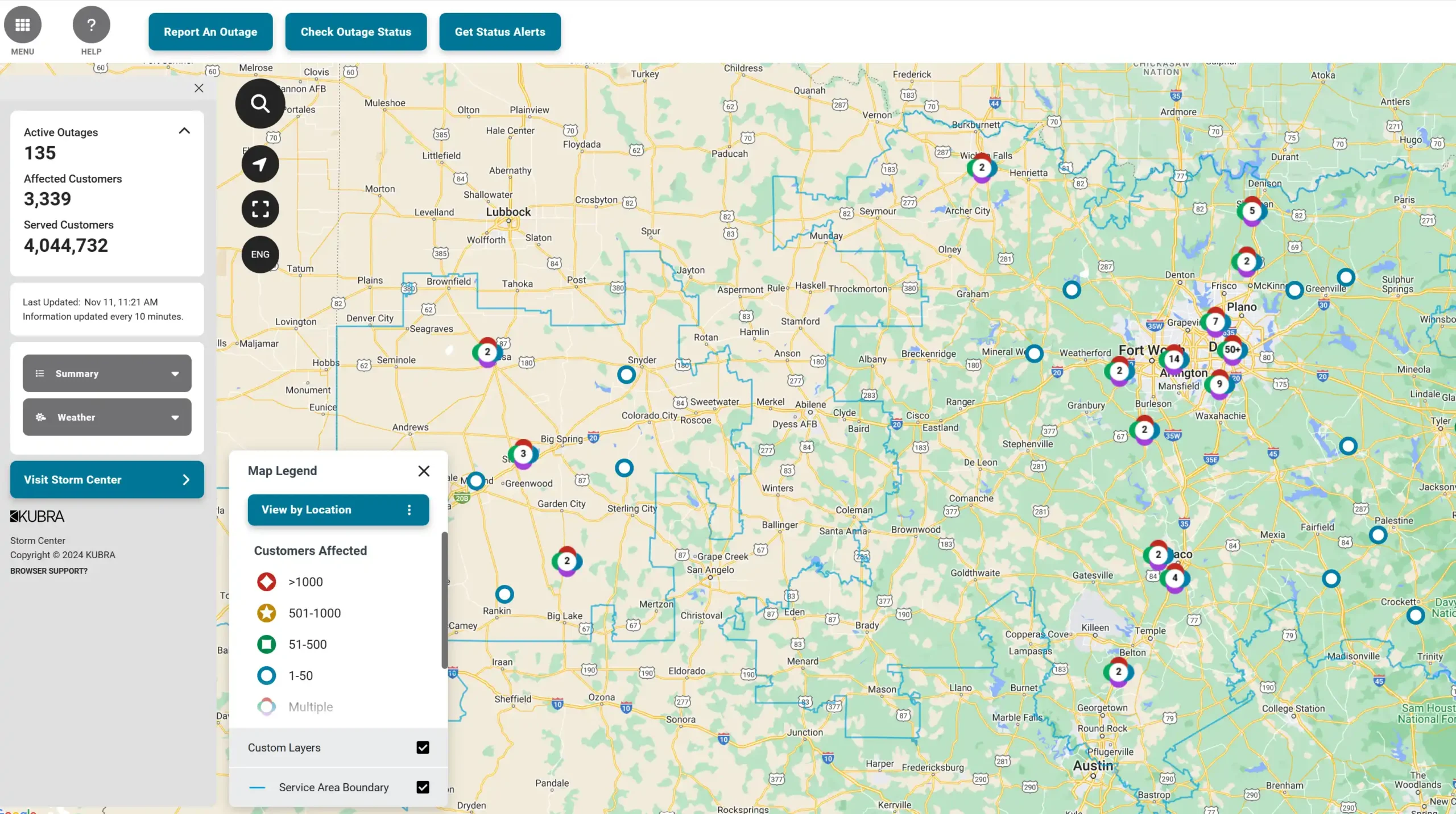 oncor power outage map