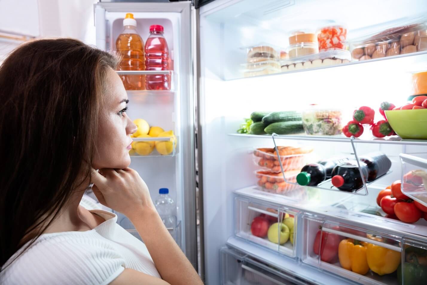 standing in front of an open refrigerator increases the amount of time your fridge runs to keep food cool.